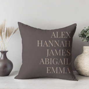 Modern Elegant Kids Names Personalised Family Cushion