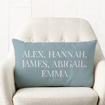 Modern Elegant Kids Names Personalised Family Lumbar Cushion<br><div class="desc">Create your own personalised family lumbar pillow. Features custom monogram names in elegant minimalist typography on blue colour. Great gift idea for grandma featuring grandkids names.</div>