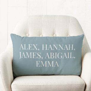 Modern Elegant Kids Names Personalised Family Lumbar Cushion