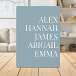 Modern Elegant Kids Names Personalised Family Plaque<br><div class="desc">Create your own personalised plaque featuring family or kids names in elegant typography on blue colour background. Great gift idea for grandma featuring grandkids names.</div>
