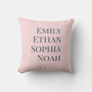 Modern Elegant Kids Names Personalised Family Thro Cushion