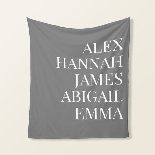 Modern Elegant Kids Names Personalized Family Fleece Blanket