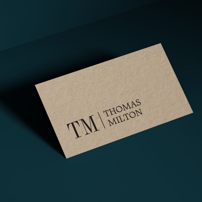 Modern Elegant Kraft Bold Monogram Consultant Business Card (Creator Uploaded)