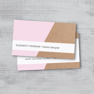Modern Elegant Kraft Paper Rose White Geometric Business Card