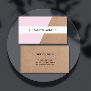 Modern Elegant Kraft Paper Rose White Geometric Business Card