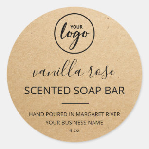 Modern Elegant Kraft Paper Soap Logo Labels
