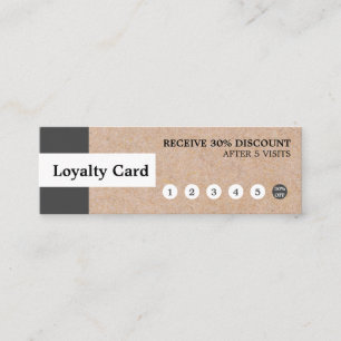 Modern Elegant Kraft Stripe Mini Loyalty Card