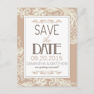 Modern Elegant Lace Save the Date Announcement Postcard