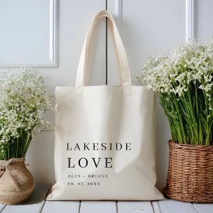 Modern Elegant lakeside Welcome Wedding  Tote Bag