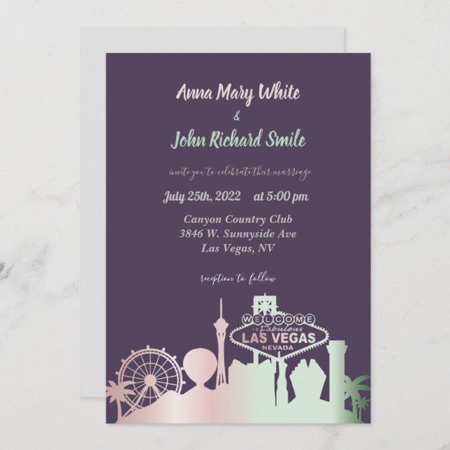 Modern Elegant Las Vegas City Skyline Invitation (Front/Back)
