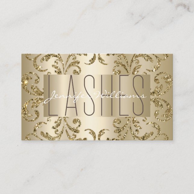 Modern Elegant Lashes Gold  Business Card (Front)