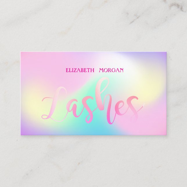Modern Elegant Lashes ,Holographic Business Card (Front)