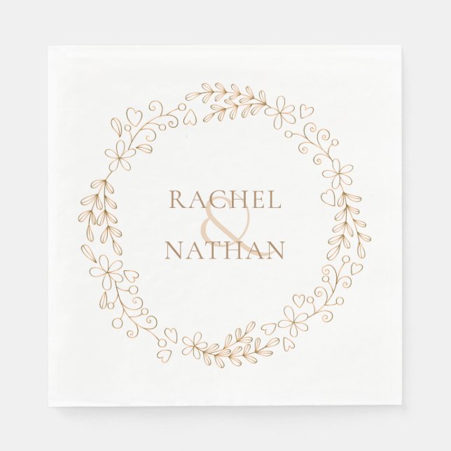 Modern Elegant Laurel Garland Personalised Napkin (Front)