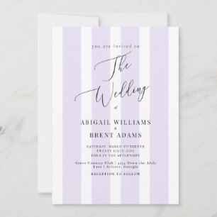 Modern & Elegant Lavender Stripe Wedding II Invitation