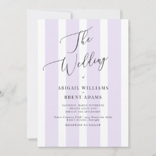 Modern & Elegant Lavender Stripe Wedding Invitation