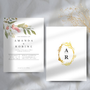 Modern Elegant Leaf Botanical Wedding Invitation