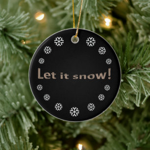 Modern Elegant Let It Snow Ceramic Tree Decoration