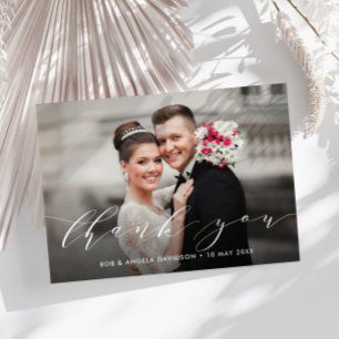 modern elegant lettering wedding thank you card