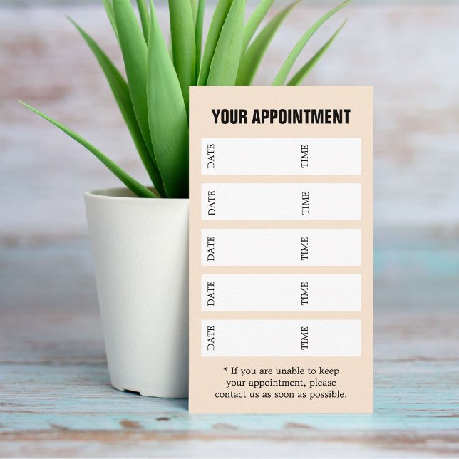 Modern Elegant Light Beige White Black Salon Appointment Card (Creator Uploaded)