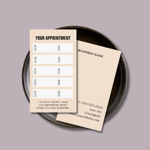 Modern Elegant Light Beige White Black Salon Appointment Card