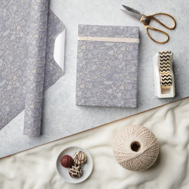 Modern Elegant Light Blue Terrazzo Effect Tile Wrapping Paper (Crafts)