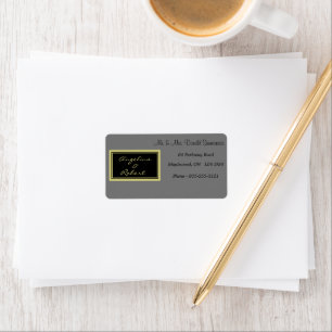Modern Elegant Light Grey and Gold Script Wedding Label