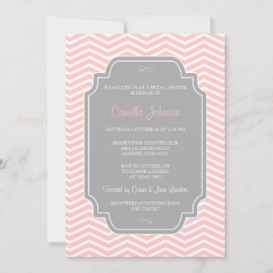 Modern Elegant Light Pink Chevron Bridal Shower Invitation