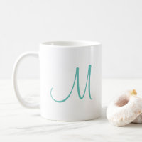 Modern Elegant Light Teal White Initial Monogram
