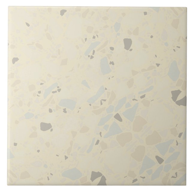Modern Elegant Light Yellow Terrazzo Effect Tile (Front)