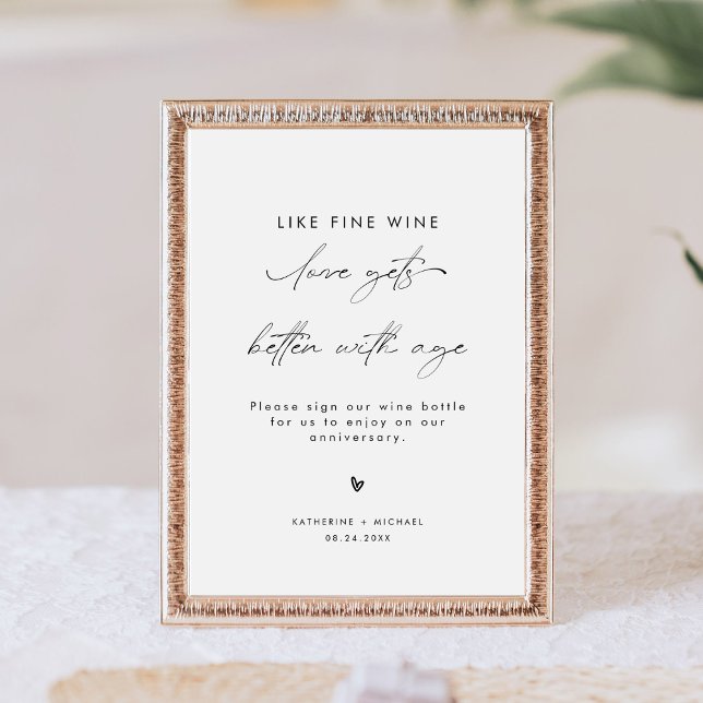 Modern Elegant Like Wine Love Gets Better With Age Pedestal Sign (Creator Uploaded)