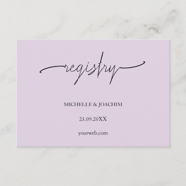Modern Elegant Lilac Minimalist Enclosure Card (Front)
