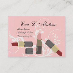 Modern Elegant Lipstick Fashion MUA Makeup Artist Business Card