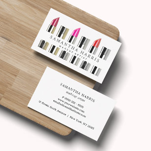 Modern Elegant Lipstick Makeup Artist Business Card