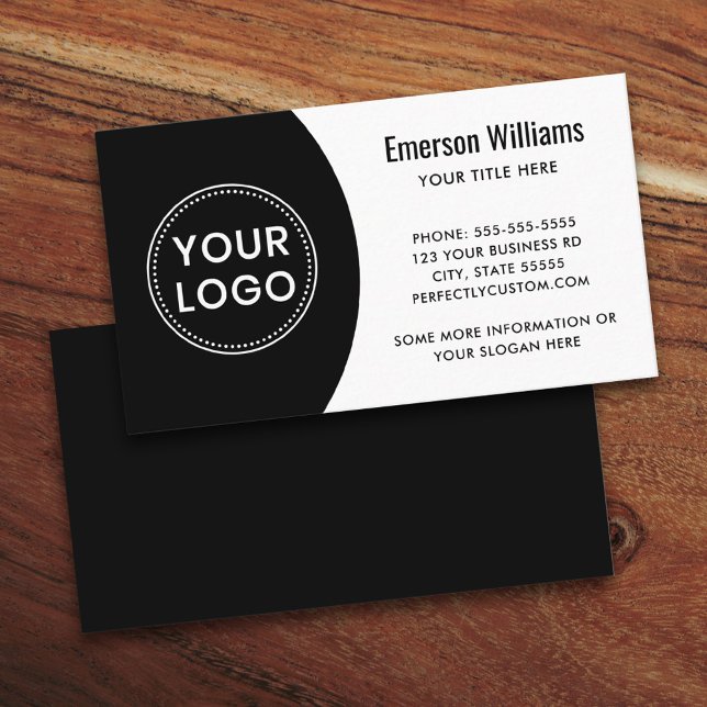 Modern elegant logo minimal white and black business card (Modern, professional business card template with custom logo)