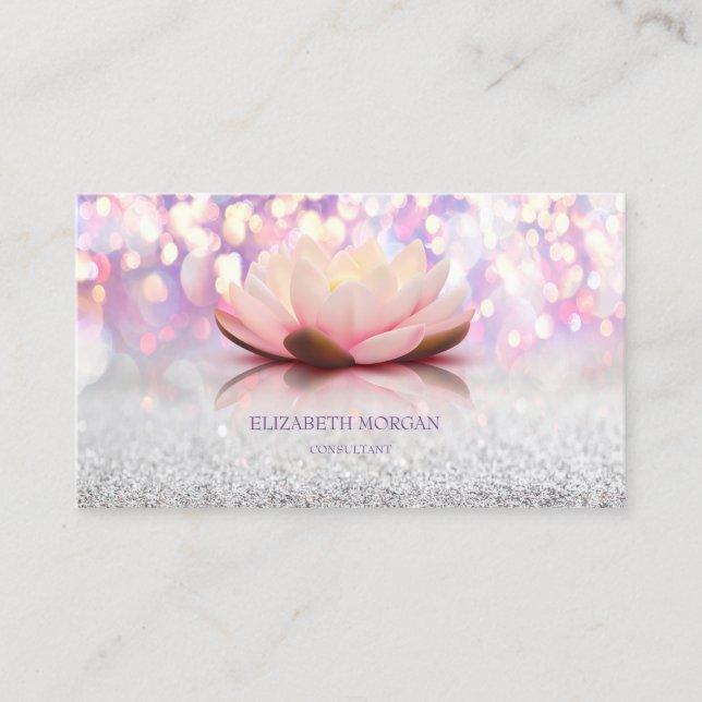 Modern Elegant Lotus Bokeh Business Card (Front)
