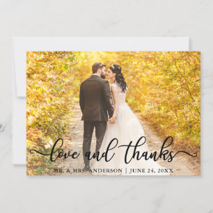Modern Elegant Love and Thanks Wedding Photo Thank You Card