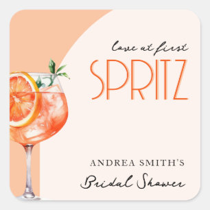 Modern Elegant Love at First Spritz Bridal Shower  Square Sticker