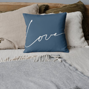 Modern Elegant Love Script Typography Cosmic Navy Cushion
