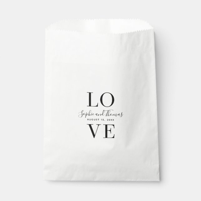 Modern Elegant Love Wedding Favour Bags (Front)