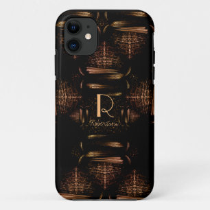Modern Elegant Luxurious Black and Gold Monogram Case-Mate iPhone Case