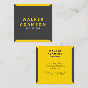 Modern Elegant Luxury Gold & Matte Black Square Business Card