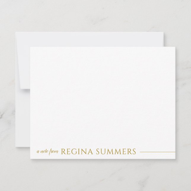 Modern Elegant Luxury Gold Personalised Stationery Card (Front)