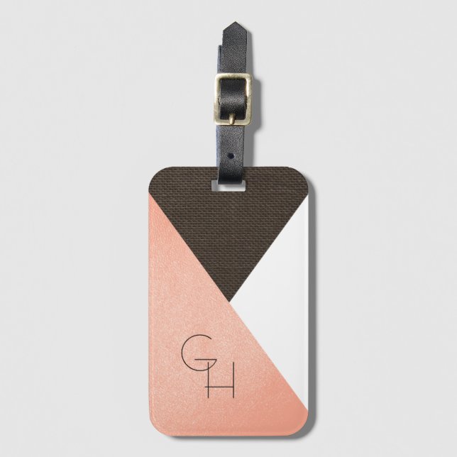 Modern Elegant Luxury Leather Initials Luggage Tag (Front Vertical)