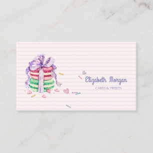 Modern Elegant Macarons,Sweets,Striped Business Card