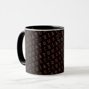 Modern Elegant Macchiato Typography on Black Mug