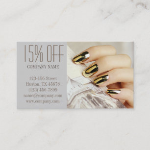 modern elegant manicure nails nail salon discount card