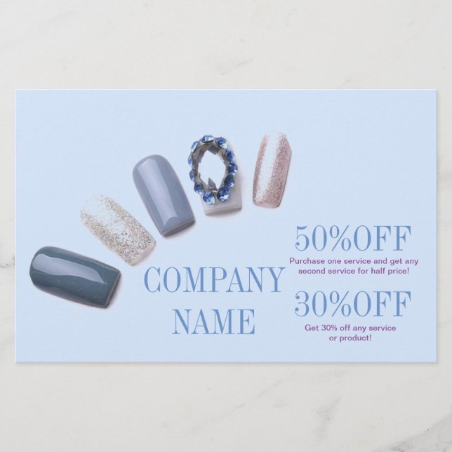 modern elegant manicure nails nail salon flyer (Front)
