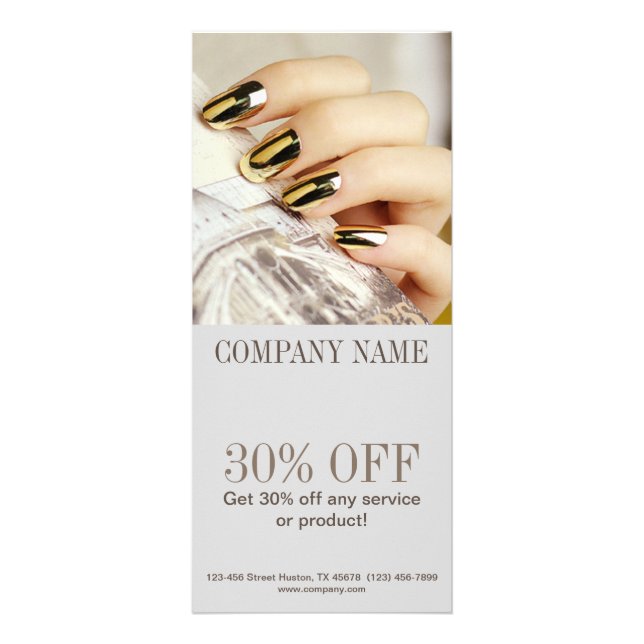 modern elegant manicure nails nail salon rack card (Front)
