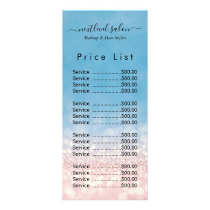 Modern Elegant Marble Hair Salon Price Rack Card