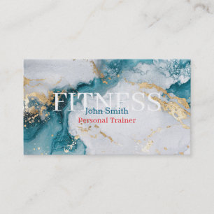 Modern Elegant Marble Personal Fitness Trainer Business Card